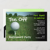 ゴルフ退職のパーティの招待状を離れたティー 招待状 (正面/裏面)