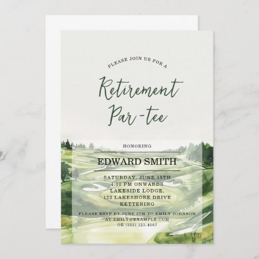 ゴルフ退職パーティの招待状 招待状 (正面/裏面)