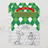 ゴルフ退職パーティー招待状ヴィンテージレトロ 招待状 (正面/裏面)