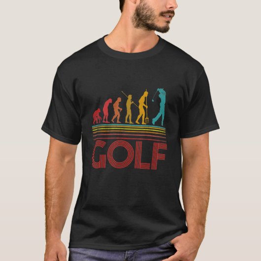 ゴルフ進化ヴィンテージレトロ Tシャツ (正面)