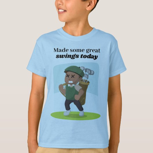 ゴルフ選手が少し青素晴らしく振った Tシャツ (正面)