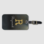 ゴルフ金ゴールドイニシャルと名前(黒) ラゲッジタグ (正面横)