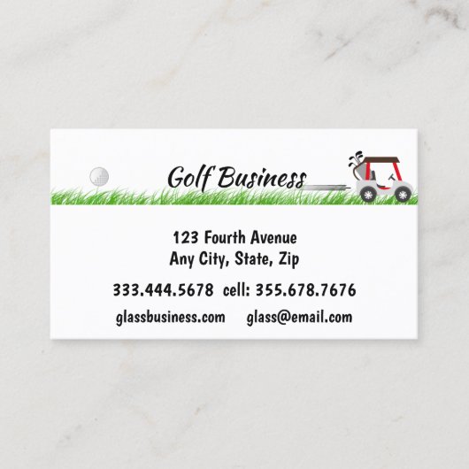 ゴルフ関連のビジネスカート，ターフ，用品 名刺 (正面)