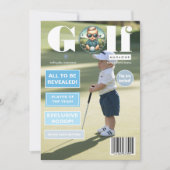 ゴルフ雑誌の表紙風 少年誕生日パーティー 招待状 (正面)