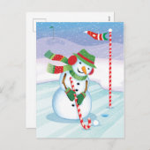 ゴルフ雪だるまクリスマスキャンディーケインクラブ葉書 シーズンポストカード (正面/裏面)
