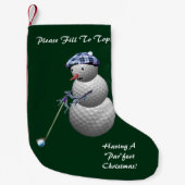 ゴルフ雪だるまクリスマス スモールクリスマスストッキング (正面)