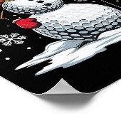 ゴルフ雪だるまゴルフプレーヤーサンタハットクリスマスおもしろい ポスター (角)