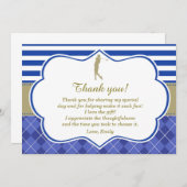 ゴルフ青い金ゴールドのサンキューカードの誕生会 サンキューカード (正面/裏面)