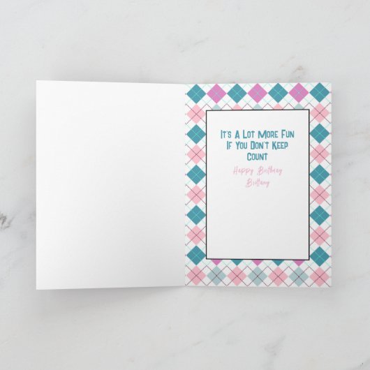 ゴルフ青草の女性漫画おもしろいことわざ誕生日 カード (内部)