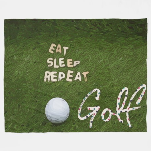 ゴルフ食べのスリープゴルフのレピートとグリーンのゴルフボール フリースブランケット (正面(横))