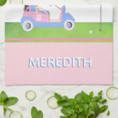 ゴルフ魅力的カーフェミニントクラブモノグラム名 キッチンタオル (折り畳み)