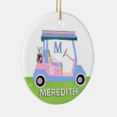 ゴルフ魅力的カーフェミニントクラブモノグラム名 セラミックオーナメント (右)