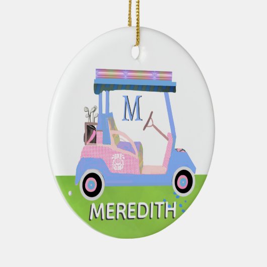 ゴルフ魅力的カーフェミニントクラブモノグラム名 セラミックオーナメント (右)