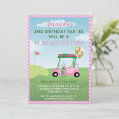 ゴルフ魅力的ピンクガール2ndバースデーパーティー 招待状 (スタンド正面)