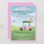 ゴルフ魅力的ピンクガール3rdバースデーパー・ティー 招待状 (正面/裏面)