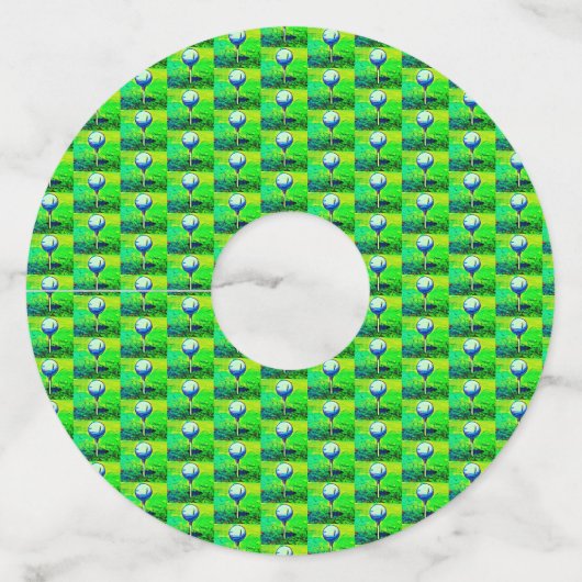 ゴルフ鮮やかグリーンパターンスポーツワインマーカー ワイングラスタグ (正面)