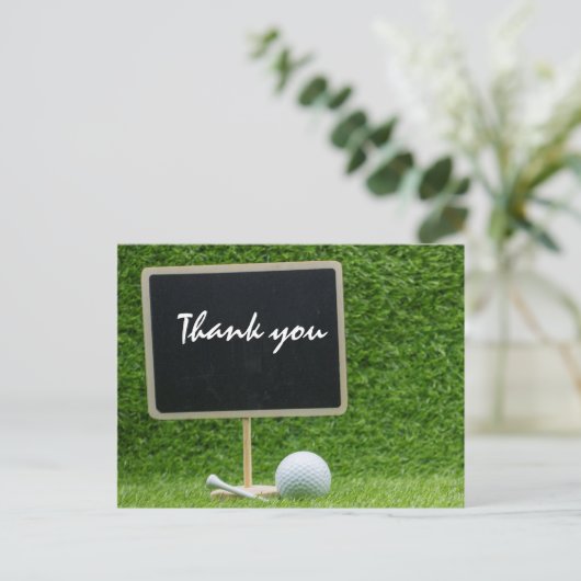 ゴルフ黒板にゴルフボールを付けてありがとう ポストカード (スタンド正面)