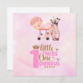 ゴルフ1歳のゴルファー1年の誕生日ピンク 招待状 (正面/裏面)