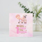 ゴルフ1歳のゴルファー1年の誕生日ピンク 招待状 (スタンド正面)