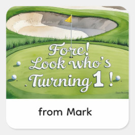 ゴルフ1歳のゴルフ選手の誕生日1年 スクエアシール