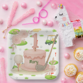 ゴルフ1歳のゴルフ選手の誕生日1年 ペーパープレート