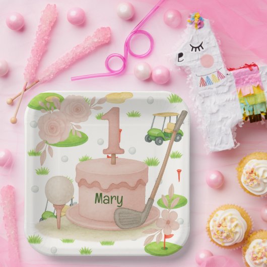 ゴルフ1歳のゴルフ選手の誕生日1年 ペーパープレート (パーティー)