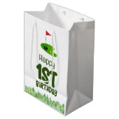 ゴルフ1歳のゴルフ選手の誕生日1年 ミディアムペーパーバッグ (正面アングル)