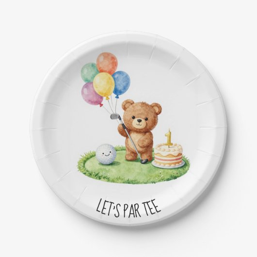 ゴルフ1歳のバースデーパーティー Let's Par Tee ペーパープレート (正面)