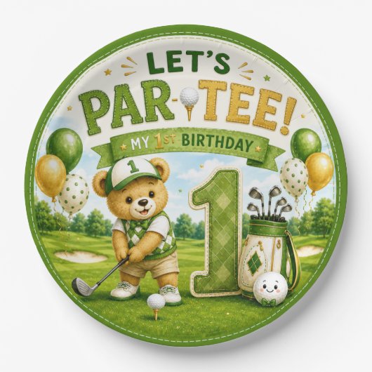 ゴルフ1歳の誕生日パーティー ペーパープレート (正面)