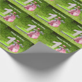 ゴルフ1歳の誕生日1歳ピンクバッグ女の子 ラッピングペーパー (角)