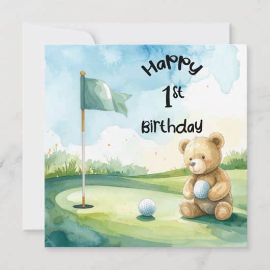ゴルフ1歳の誕生日 おめでとう ゴルファー カード (正面)