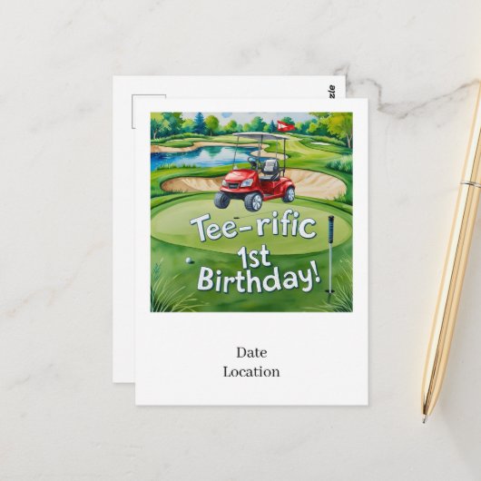 ゴルフ1歳の誕生日 ゴルファー  が1歳に ポストカード (正面/裏面インサイチュ)