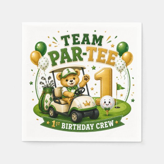 ゴルフ1歳の誕生日 スタンダードカクテルナプキン (正面)