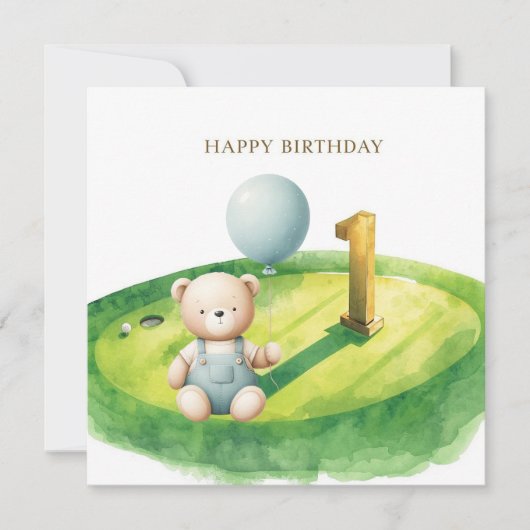 ゴルフ1歳の誕生日 1年目のゴルファー カード (正面)