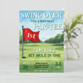 ゴルフ1歳誕生日パーティー ホールインワン 招待状 (スタンド正面)