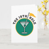 ゴルフ19ホール飲み物のタイムユーモア カード (黄色い花)
