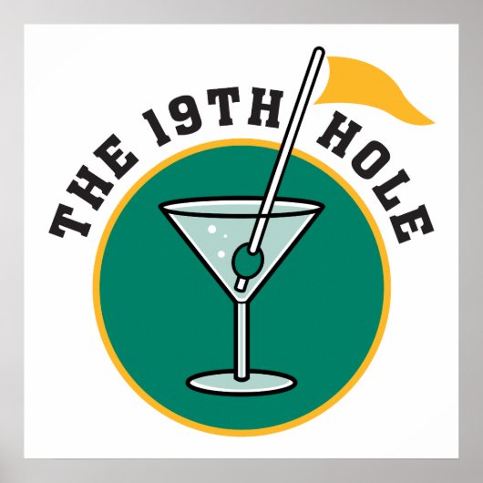 ゴルフ19ホール飲み物のタイムユーモア ポスター (正面)
