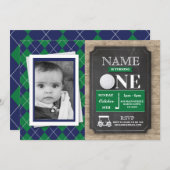 ゴルフ1stファーストワン1バースデーパーティフォト招待状 招待状 (正面/裏面)