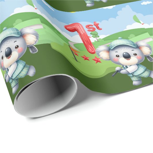 ゴルフ1st誕生日かわいいテーマのラッピング紙 ラッピングペーパー (ロールコーナー)