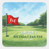 ゴルフ1st誕生日パーティーホールインワン スクエアシール (正面)