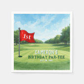ゴルフ1st誕生日パーティーホールインワン スタンダードカクテルナプキン (正面)