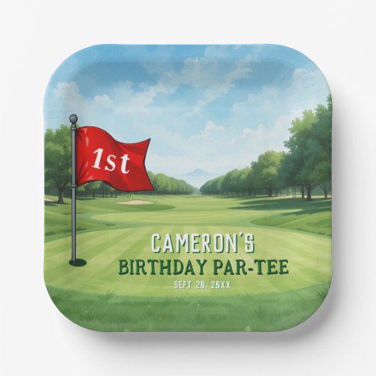 ゴルフ1st誕生日パーティーホールインワン ペーパープレート (正面)