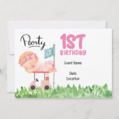 ゴルフ1st誕生日ベビーガールの日付を保存 招待状 (正面)