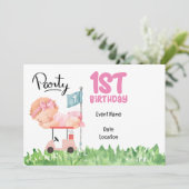 ゴルフ1st誕生日ベビーガールの日付を保存 招待状 (スタンド正面)