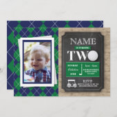 ゴルフ2ndセカンドツーバースデーパーティフォト招待状 招待状 (正面/裏面)