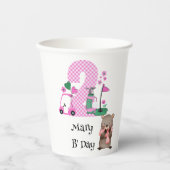 ゴルフ2ndバースデーガールインピンクテーマ 紙コップ (正面)
