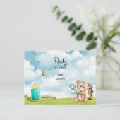 ゴルフ3歳誕生日おめでとう 赤ちゃん男の子の日付を保存 ポストカード (スタンド正面)