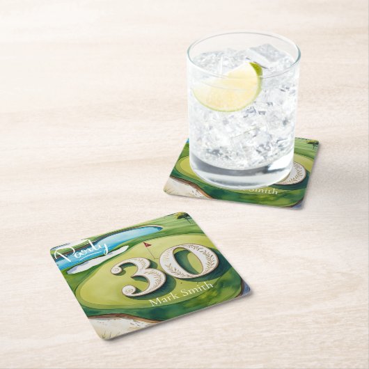 ゴルフ30歳の誕生日 スクエアペーパーコースター (インサイチュ)