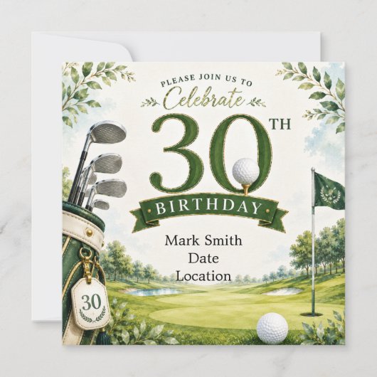 ゴルフ30歳の誕生日 招待状 (正面)