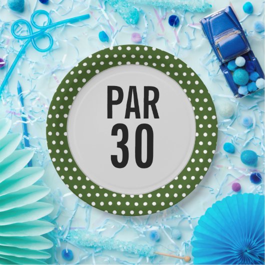 ゴルフ30歳誕生日水玉模様ゴルファーの誕生日 ペーパープレート (パーティー)